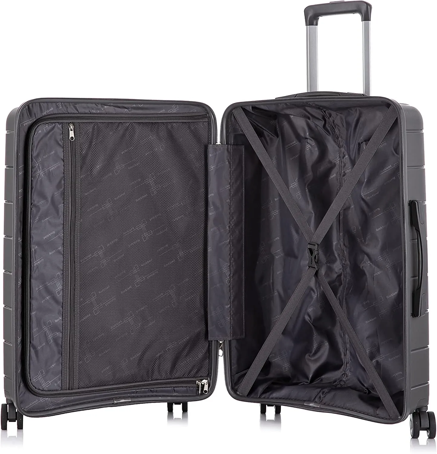 Rockland Vienna Hardside Luggage with Spinner Wheels, Grey, 3-Piece Set (20/24/28)