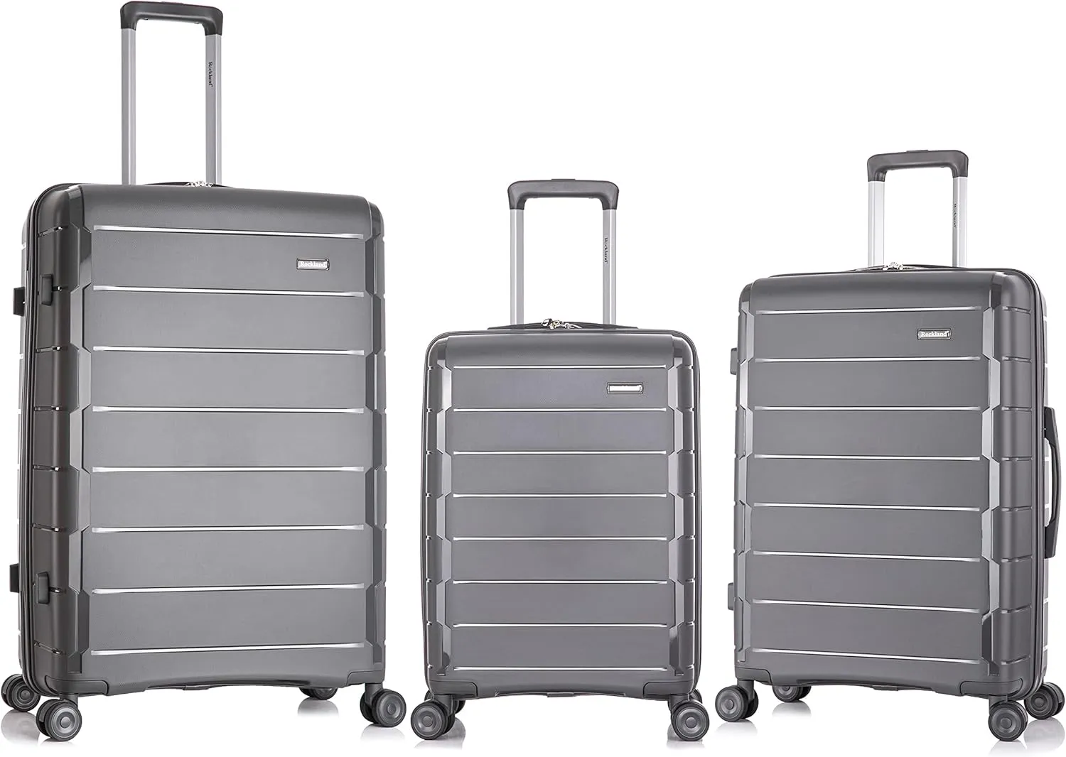Rockland Vienna Hardside Luggage with Spinner Wheels, Grey, 3-Piece Set (20/24/28)