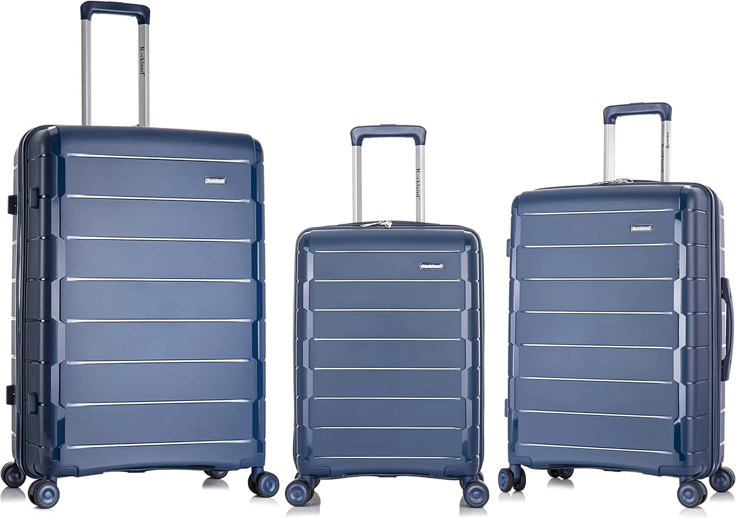 Rockland Vienna Hardside Luggage with Spinner Wheels, Navy, 3-Piece Set (20/24/28)