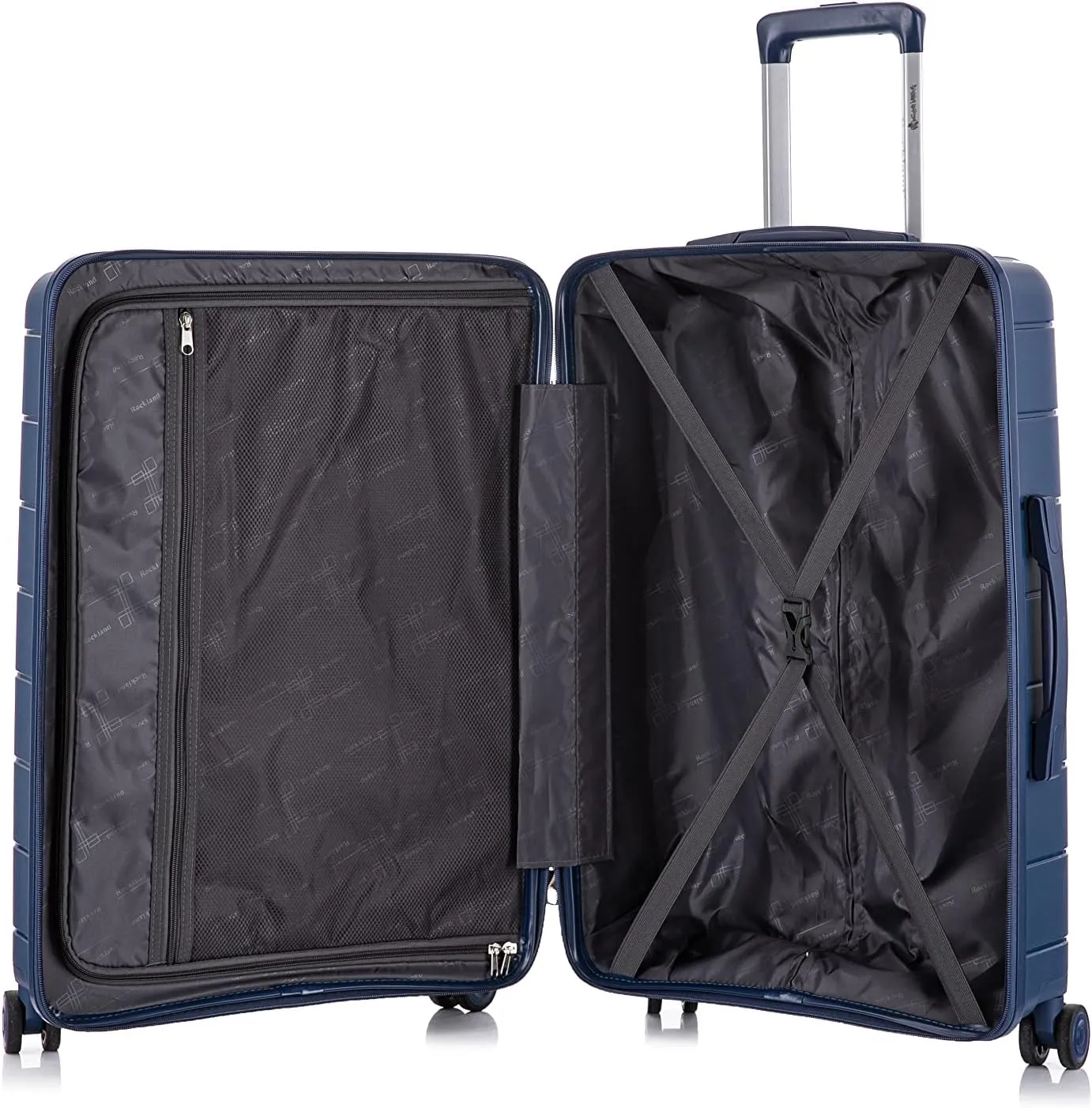 Rockland Vienna Hardside Luggage with Spinner Wheels, Navy, 3-Piece Set (20/24/28)