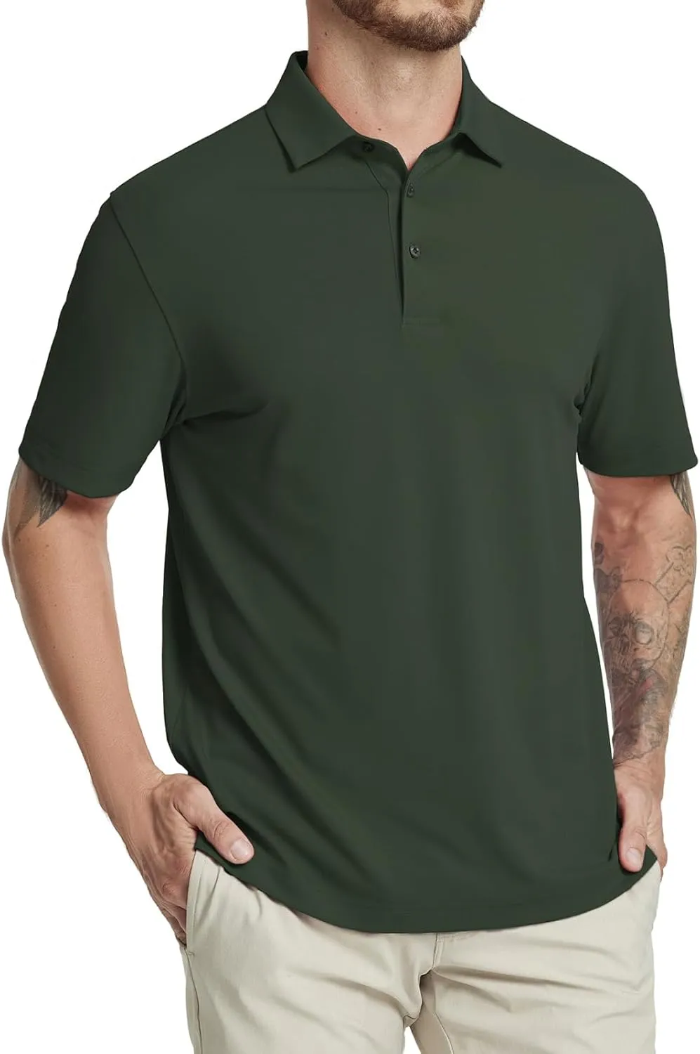 Rouen Golf Shirts for Men Dry Fit Performance Short Sleeve Moisture Wicking Plain Pique Casual Sports Mens Polo Shirts