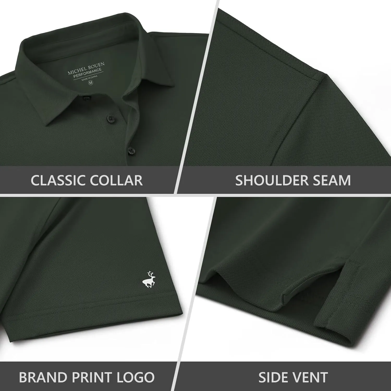 Rouen Golf Shirts for Men Dry Fit Performance Short Sleeve Moisture Wicking Plain Pique Casual Sports Mens Polo Shirts