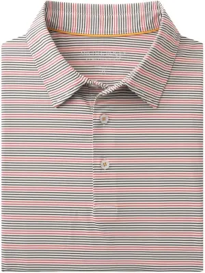 Rouen Men's Polo Shirts Short Sleeve Dry Fit Performance Wicking Moisture Causal Striped Collared Golf Shirts for Men
