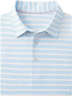 Rouen Men's Polo Shirts Short Sleeve Dry Fit Performance Wicking Moisture Causal Striped Collared Golf Shirts for Men
