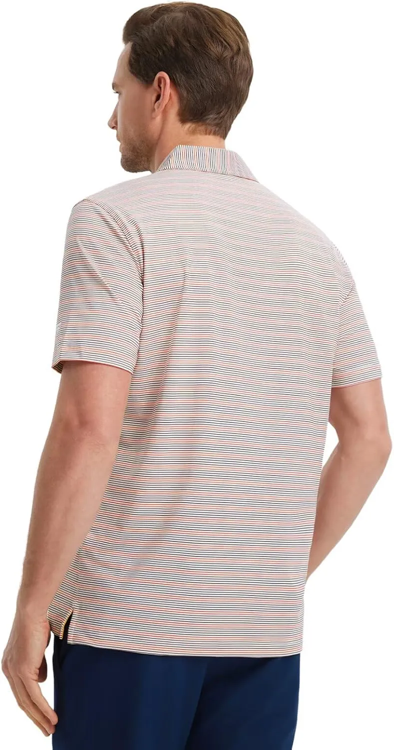 Rouen Men's Polo Shirts Short Sleeve Dry Fit Performance Wicking Moisture Causal Striped Collared Golf Shirts for Men