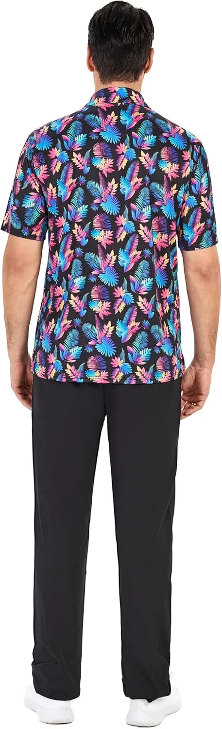 SAMERM Golf Shirts for Men Super Stretch Jacquard Dry Fit Golf Polo Moisture Wicking Short Sleeve Polo Shirts for Men