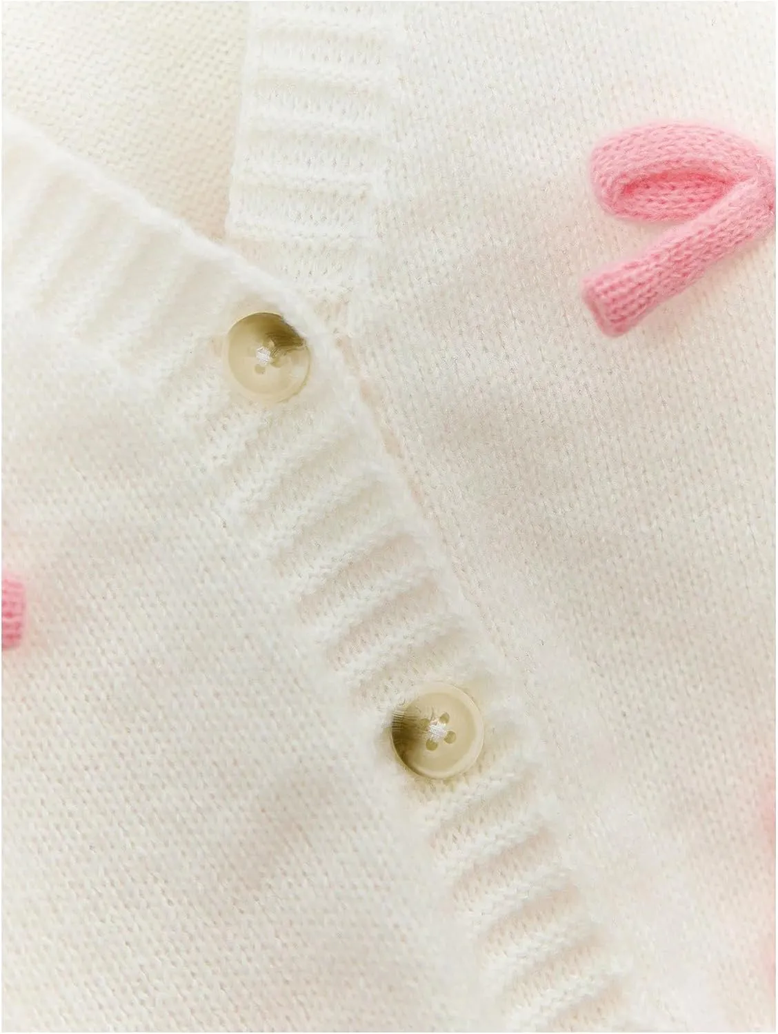 SHENHE Girl's Bow Button Down Knitted Cardigan V Neck Loose Cute Crop Sweater Outwear