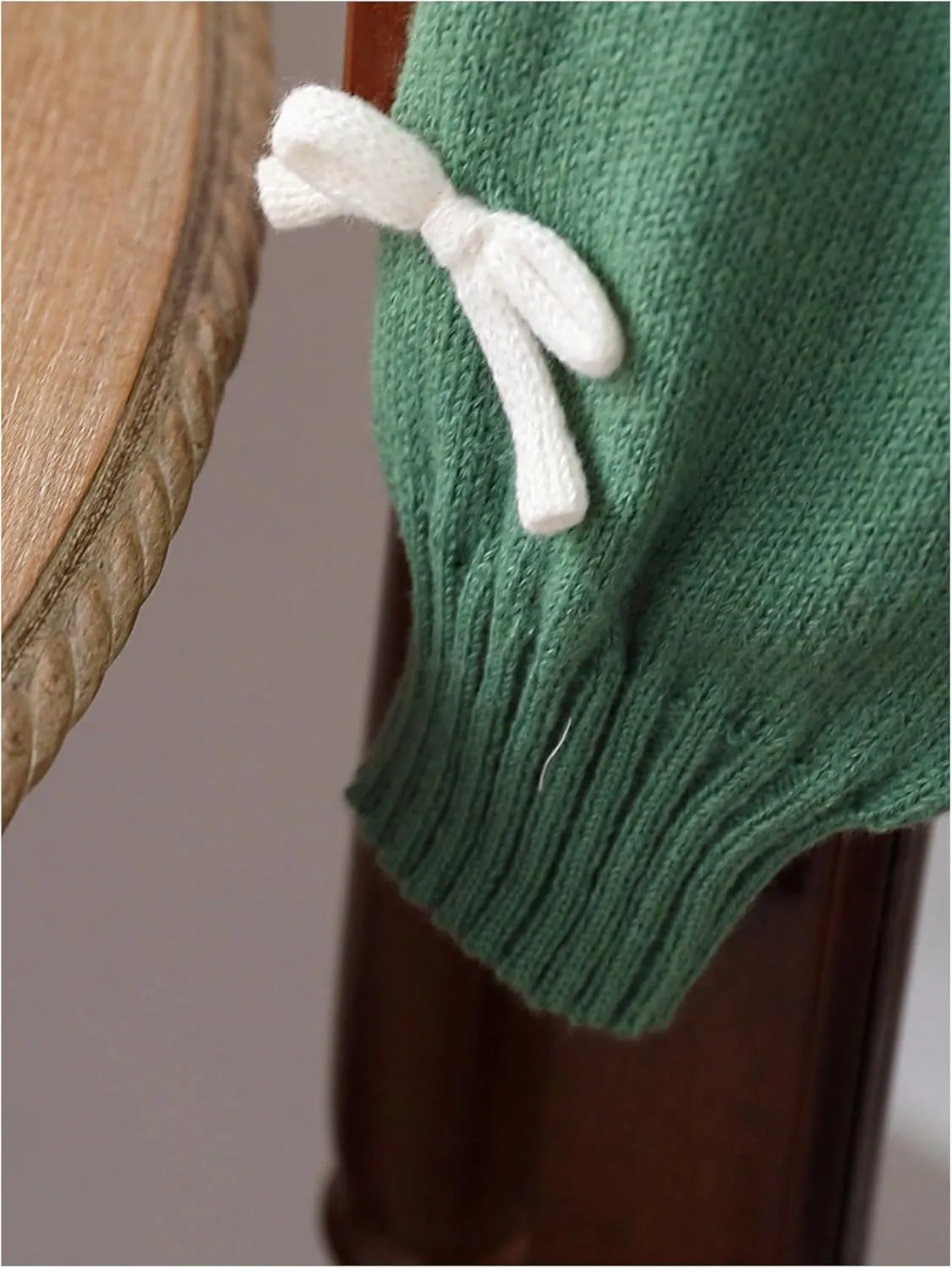 SHENHE Girl's Bow Button Down Knitted Cardigan V Neck Loose Cute Crop Sweater Outwear