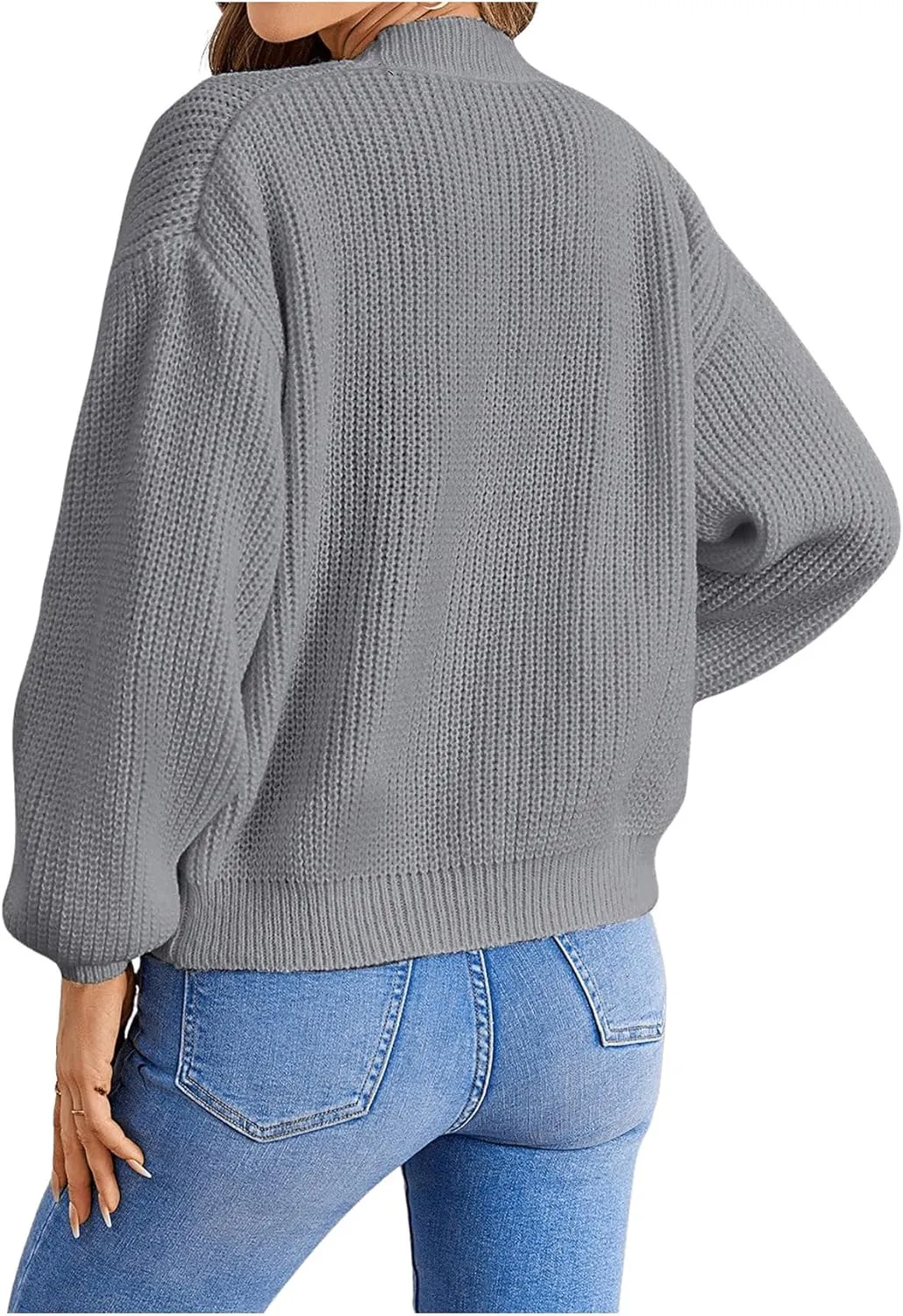 SHENHE Women's Color Block Open Front Long Sleeve Ribbed Knit Cropped Cardigan Sweaters