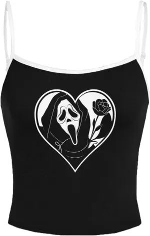 SHENHE Women's Funny Scream Ghostface Spaghetti Strap Gothic Cropped Camisole Cute Top