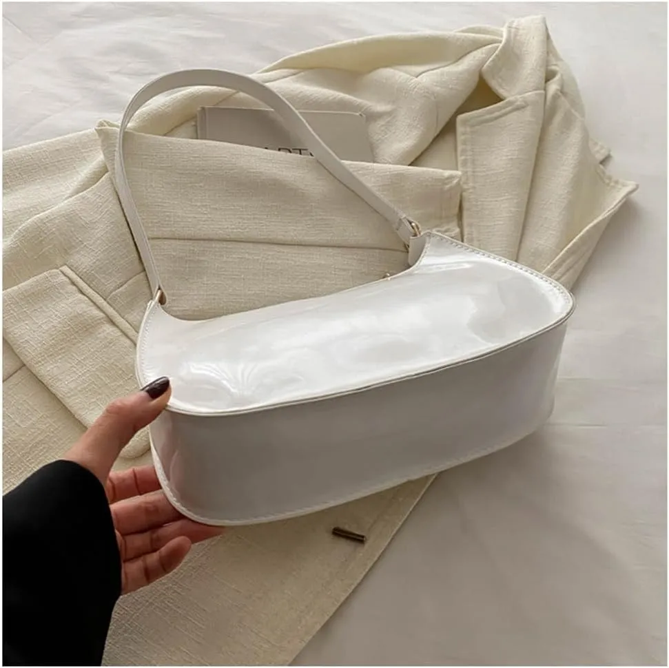 Shiny Clutch Purse for Women Genuine Leather Evening Handbag Mini Hobo Armpit Shoulder Bag for Formal Events or Parties