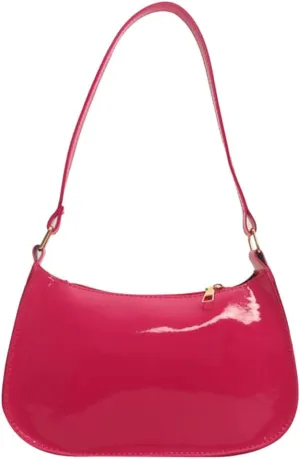 Shiny Clutch Purse for Women Genuine Leather Evening Handbag Mini Hobo Armpit Shoulder Bag for Formal Events or Parties