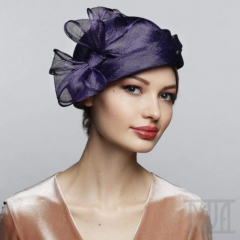 Sinamay cloche with bow
