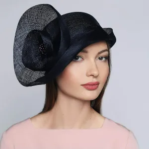 Sinamay cloche with flower trim