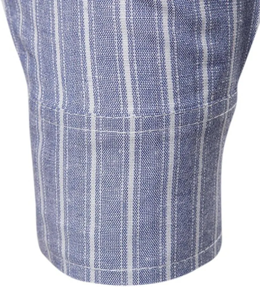 Slim Fit Dress Shirts for Men Striped Long Sleeve Button Down Shirt Big and Tall Casual Business Work Formal Tops