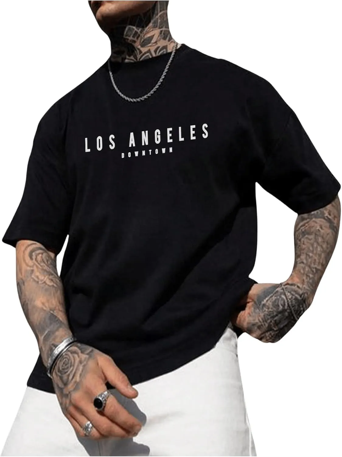 SOLY HUX Men's Letter Graphic Tees T Shirts Round Neck Short Sleeve Summer Tops