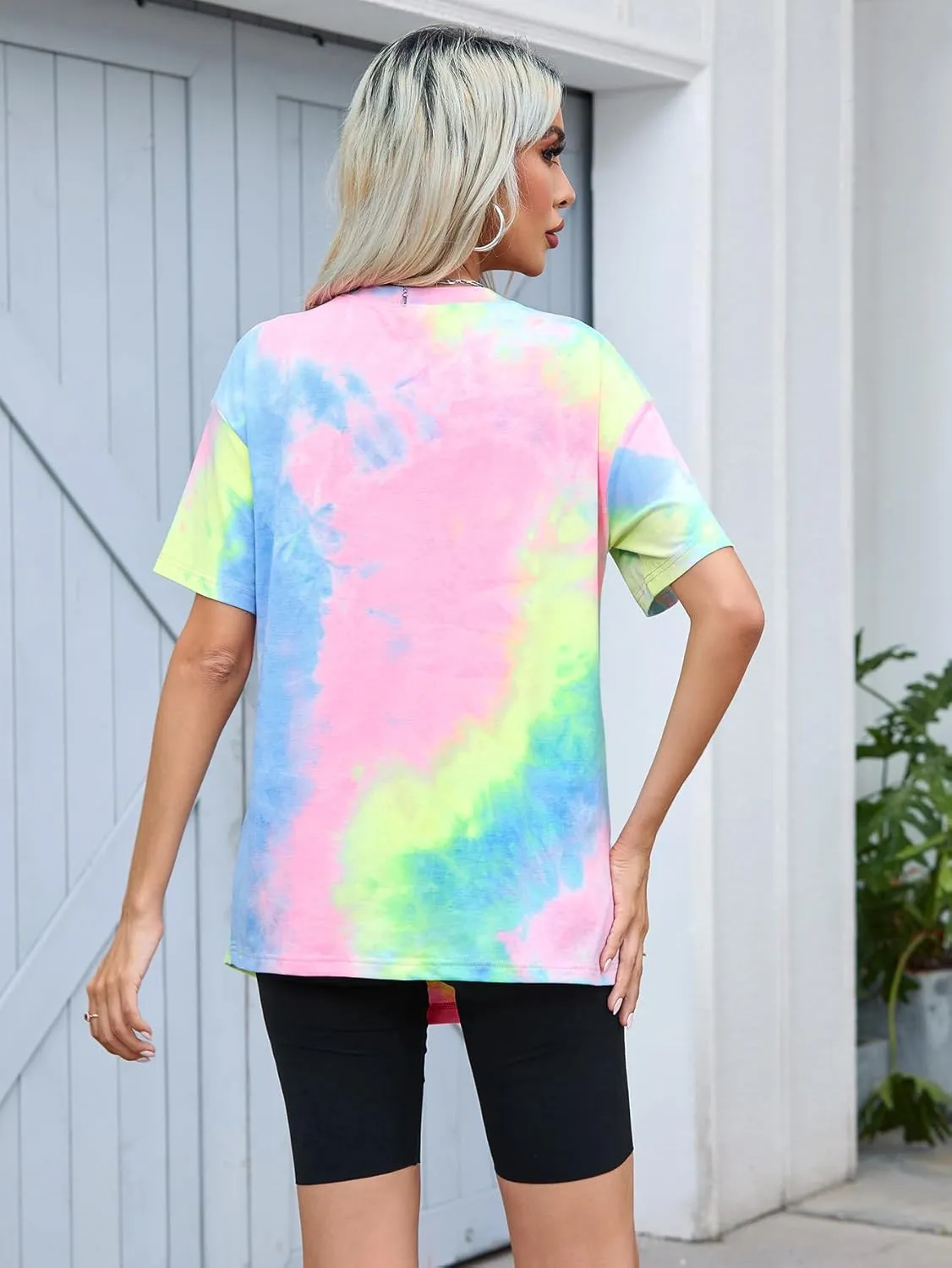 SOLY HUX Women's Tie Dye Shirt Short Sleeve Round Neck Tees Casual T Shirts Summer Tops