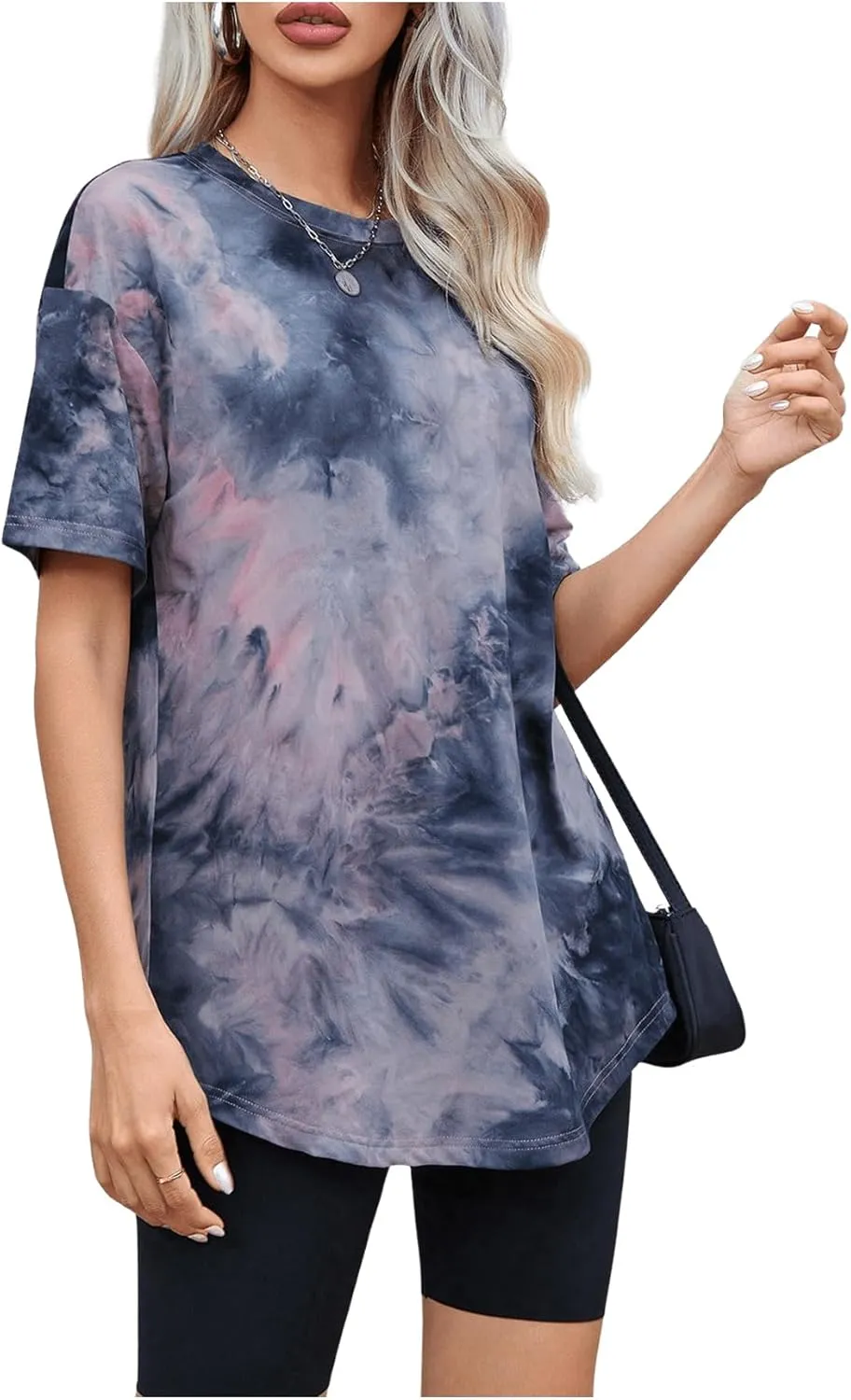 SOLY HUX Women's Tie Dye Shirt Short Sleeve Round Neck Tees Casual T Shirts Summer Tops