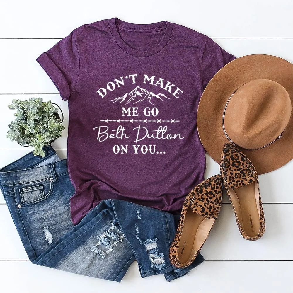 SRHJOPNFR Don't Make Me Go Shirts Women Vintage Graphic Country Shirt Tops