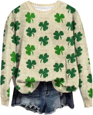St. Patricks Day Shirts For Women Long Sleeve Crewneck Irish Sweatshirts Oversized Saint Patty's Pullover Tops