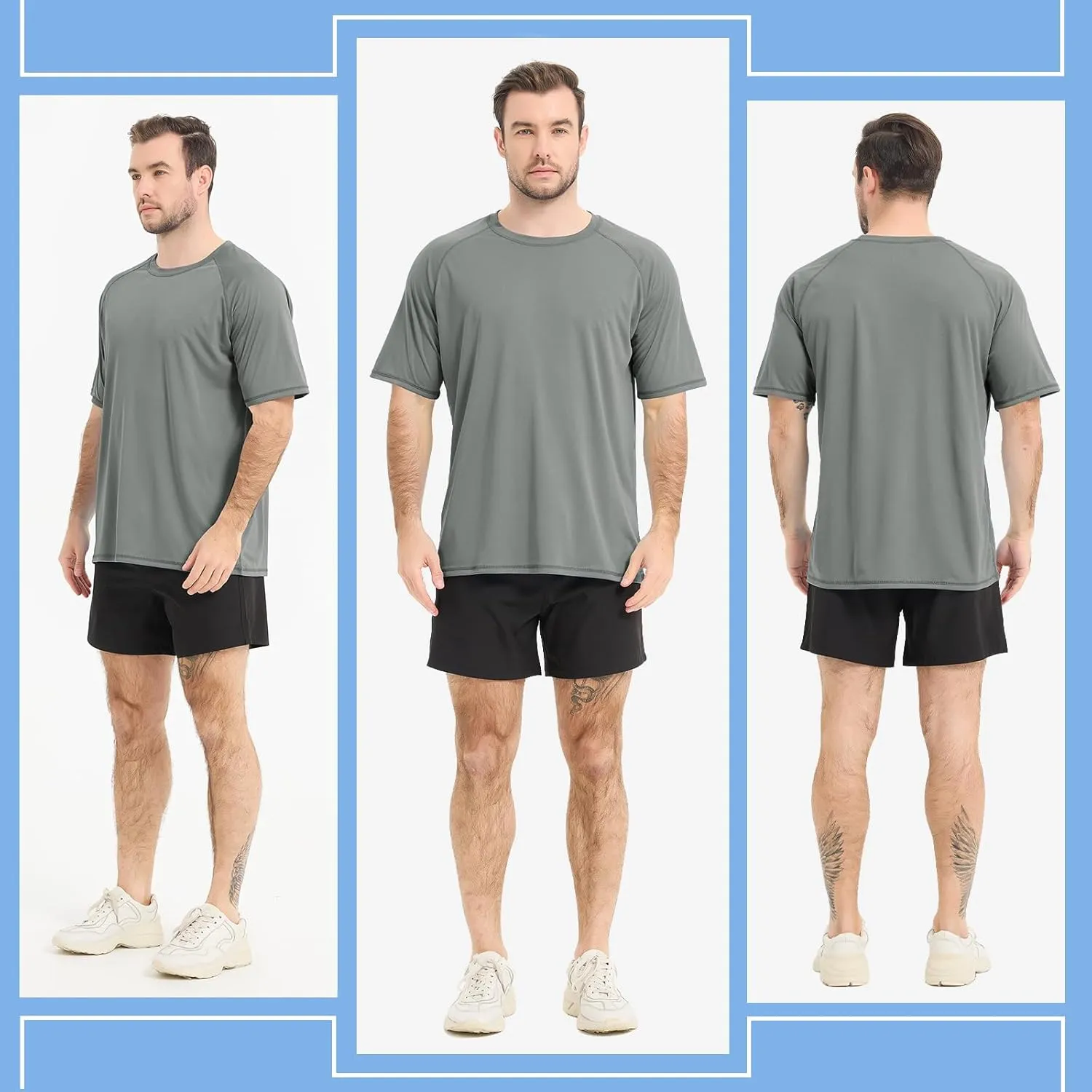 Sun Protection T-Shirts Short Sleeve Athletic Shirts for Men Quick Dry UPF 50  Workout for Running Fishing Hiking