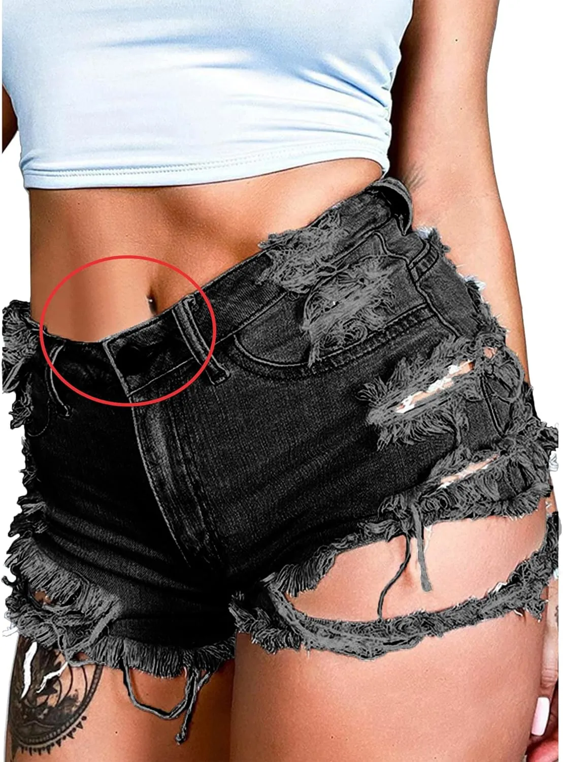 Susupeng Women Summer Irregular Waist Jean Shorts with Pockets Frayed Ripped Holes Cute Sexy Hot Mini Denim Shorts
