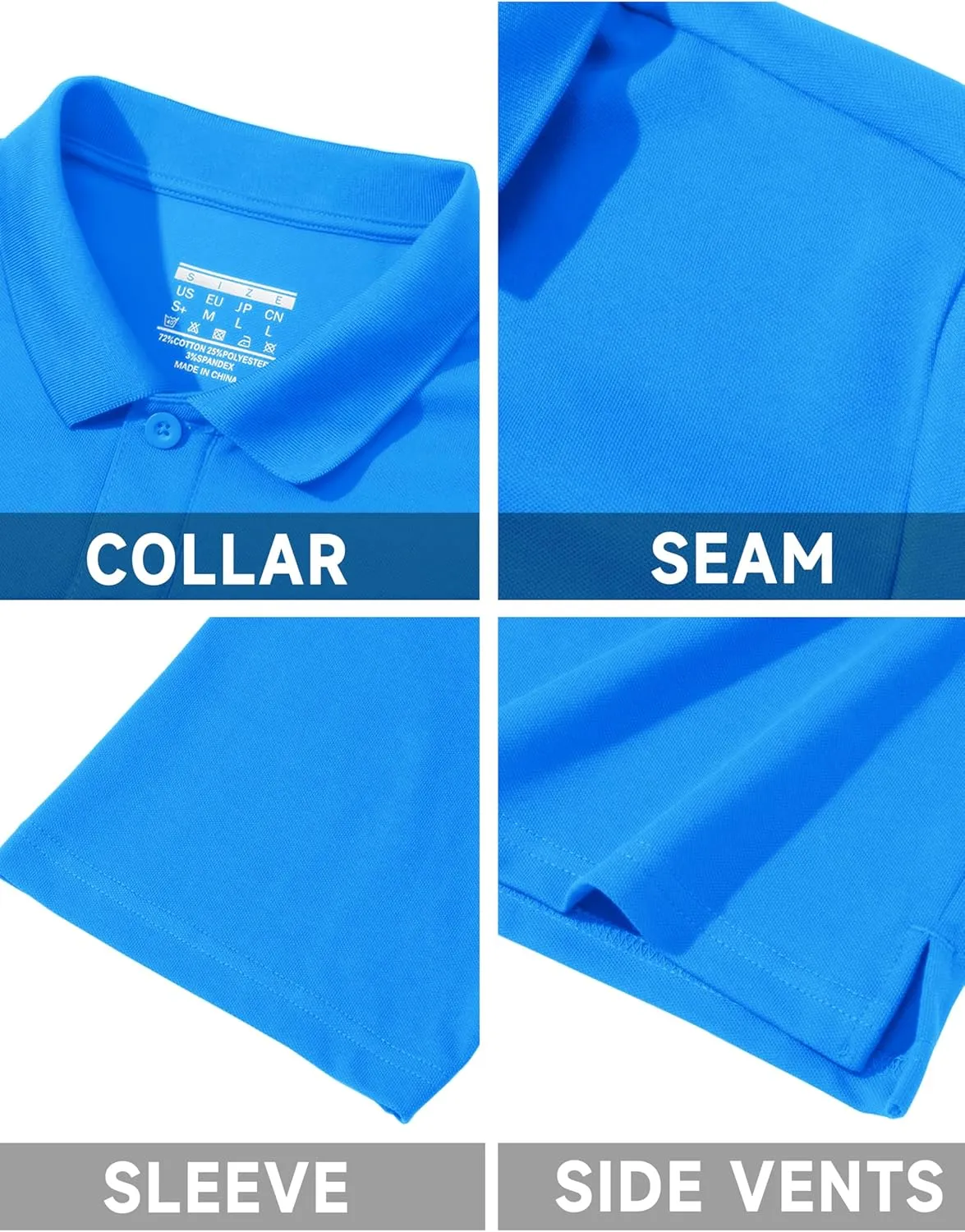 TACVASEN Polo Shirts for Men Short Sleeve Quick-Dry Breathable Pique Golf Polo Solid Cotton Polo T-Shirts