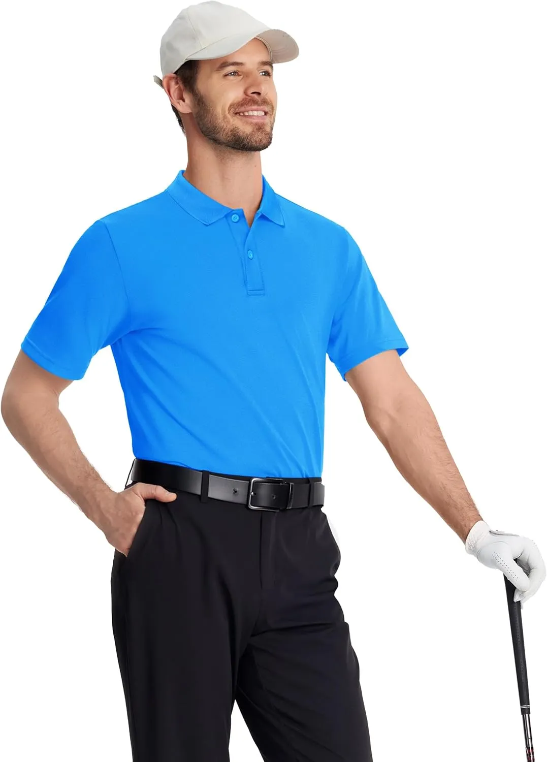 TACVASEN Polo Shirts for Men Short Sleeve Quick-Dry Breathable Pique Golf Polo Solid Cotton Polo T-Shirts