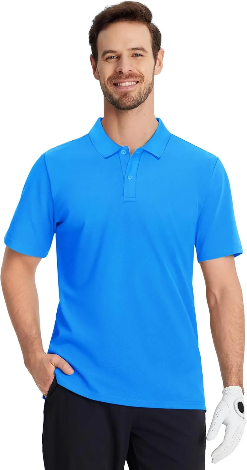 TACVASEN Polo Shirts for Men Short Sleeve Quick-Dry Breathable Pique Golf Polo Solid Cotton Polo T-Shirts