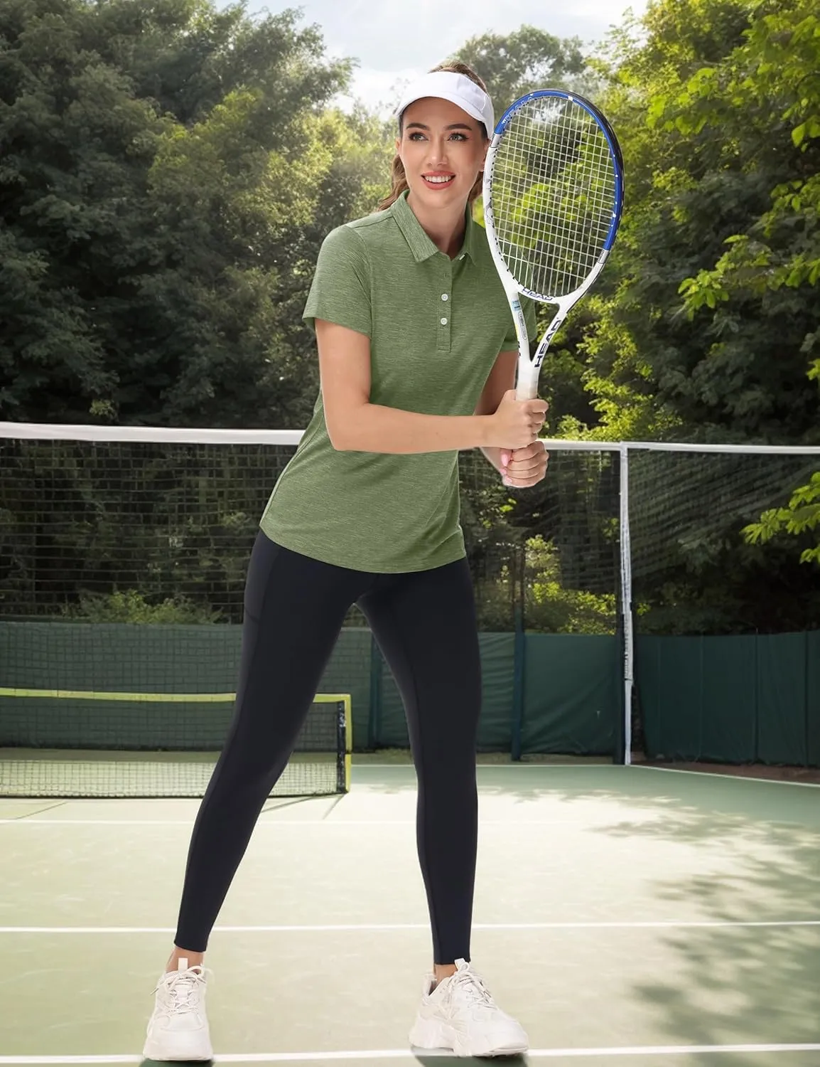TACVASEN Polo Shirts for Women Short Sleeve Golf Shirts 4-Button Quick Dry Workout Tops Collared for Work Running Tennis