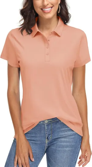 TACVASEN Women's Golf Polo Shirts Short Sleeve UPF 50  Sun Protection Golf Shirts for Women Quick Dry Collared Polos