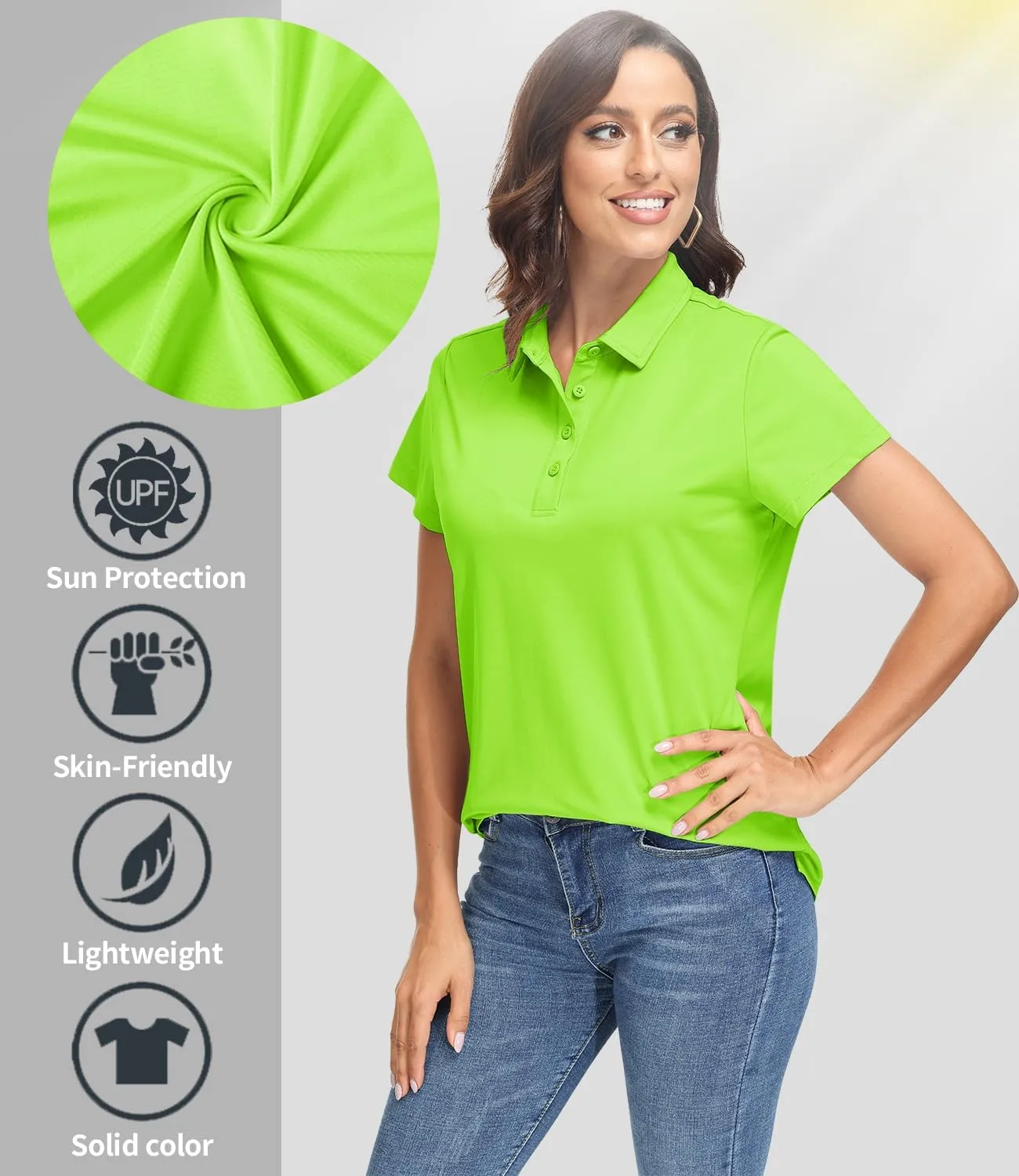TACVASEN Women's Golf Polo Shirts Short Sleeve UPF 50  Sun Protection Golf Shirts for Women Quick Dry Collared Polos