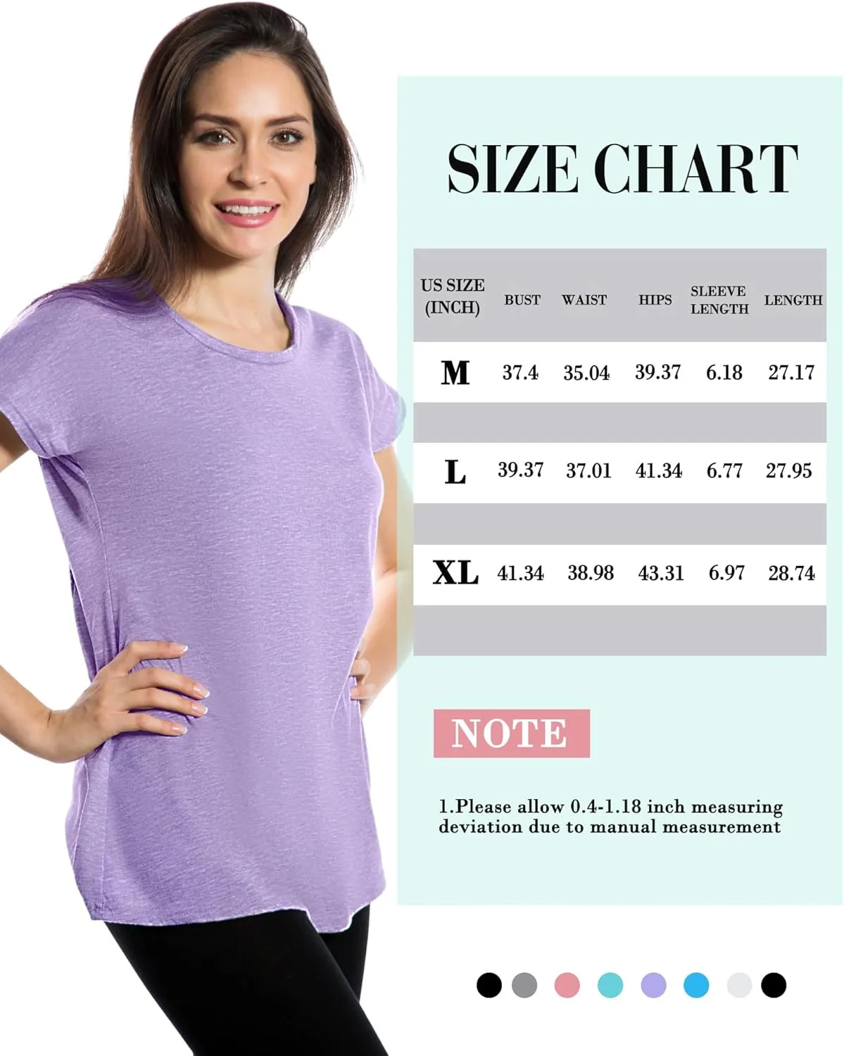 Taiyin 8 Pack Women's Dry Fit T Shirts Crewneck Short Sleeve Lightweight T Shirts for Workout Athletic Yoga Gym Running