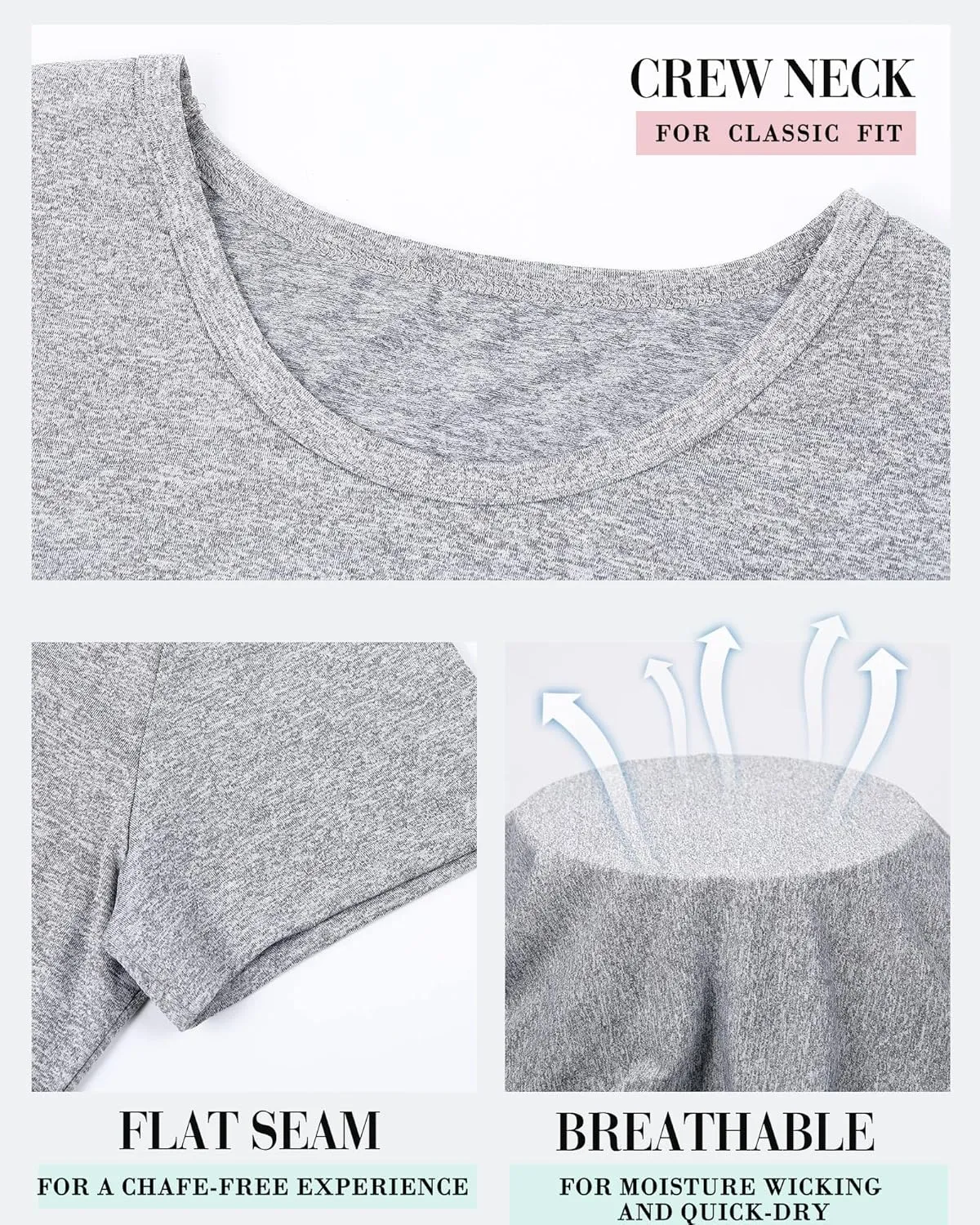 Taiyin 8 Pack Women's Dry Fit T Shirts Crewneck Short Sleeve Lightweight T Shirts for Workout Athletic Yoga Gym Running