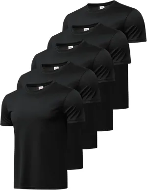 TanBridge 5 Pack Men's Athletic T Shirts Quick Dry Lightweight Short Sleeve Running Shirts for Running Workout Hiking Fishing