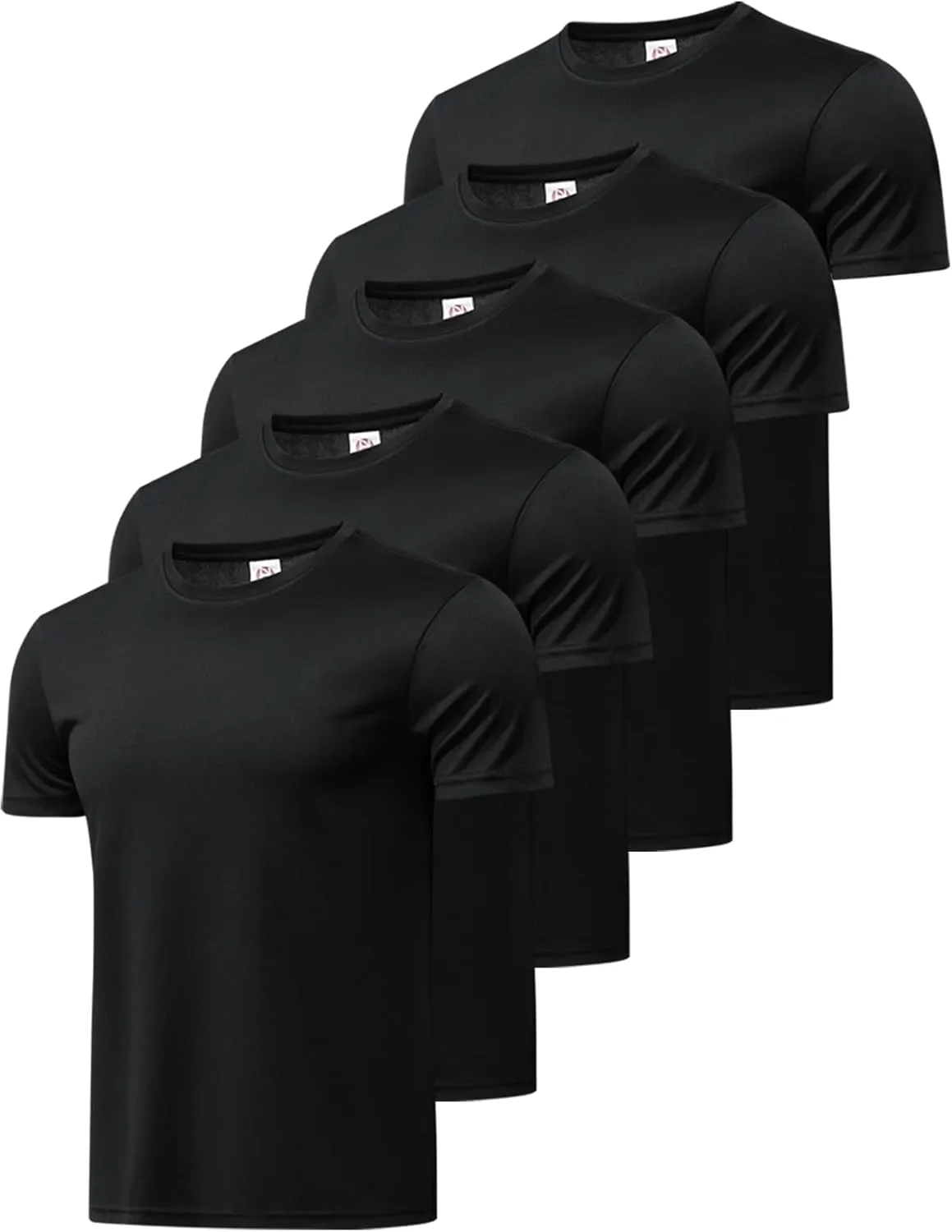 TanBridge 5 Pack Men's Athletic T Shirts Quick Dry Lightweight Short Sleeve Running Shirts for Running Workout Hiking Fishing