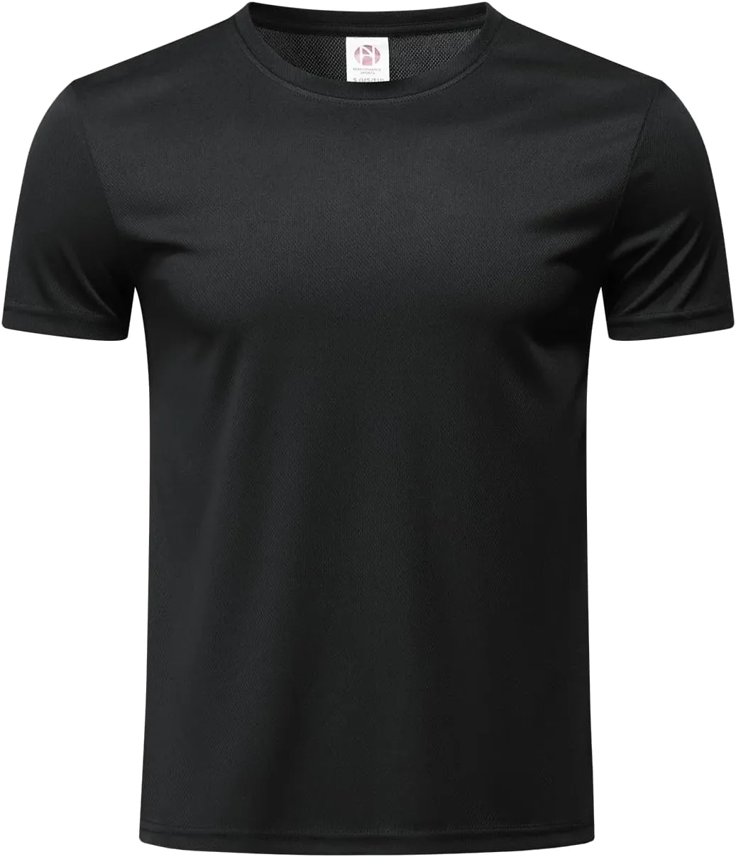 TanBridge 5 Pack Men's Athletic T Shirts Quick Dry Lightweight Short Sleeve Running Shirts for Running Workout Hiking Fishing
