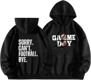 TANGNADE Womens Football Sweatshirt Oversized Causal Long Sleeve Drawstring Hoodies Letter Print Ladies Hooded Tops