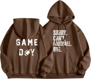 TANGNADE Womens Football Sweatshirt Oversized Causal Long Sleeve Drawstring Hoodies Letter Print Ladies Hooded Tops