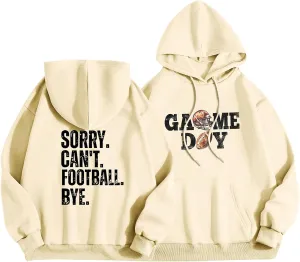 TANGNADE Womens Football Sweatshirt Oversized Causal Long Sleeve Drawstring Hoodies Letter Print Ladies Hooded Tops