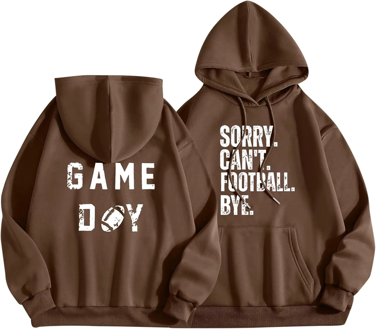 TANGNADE Womens Football Sweatshirt Oversized Causal Long Sleeve Drawstring Hoodies Letter Print Ladies Hooded Tops