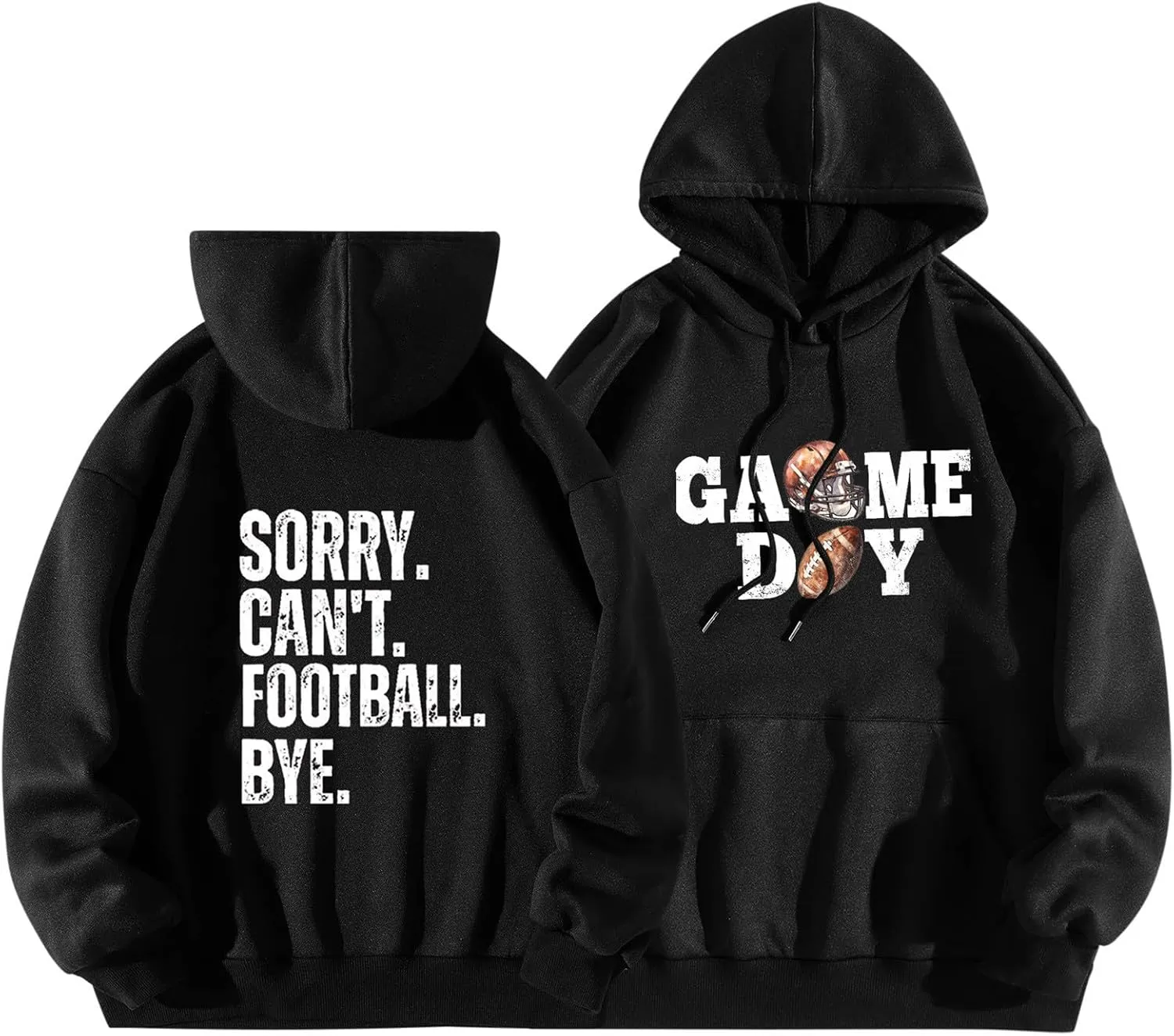 TANGNADE Womens Football Sweatshirt Oversized Causal Long Sleeve Drawstring Hoodies Letter Print Ladies Hooded Tops