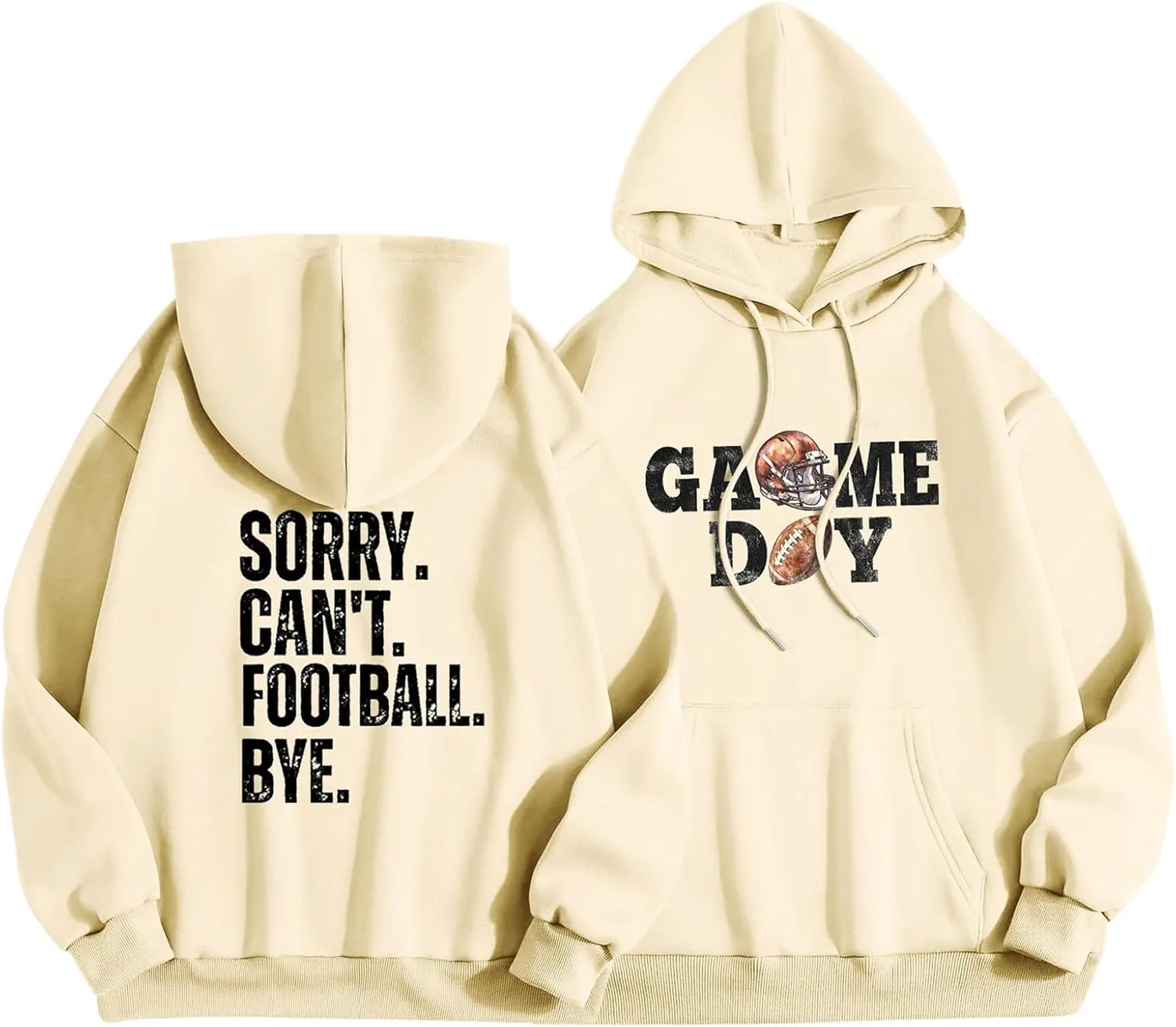 TANGNADE Womens Football Sweatshirt Oversized Causal Long Sleeve Drawstring Hoodies Letter Print Ladies Hooded Tops