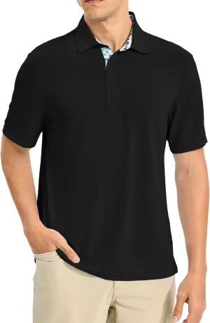 TBMPOY Men's Polo Shirts Short Sleeve 3-Button Golf Moisture Wicking Athletic Tennis T-Shirts Casual Collared Shirt