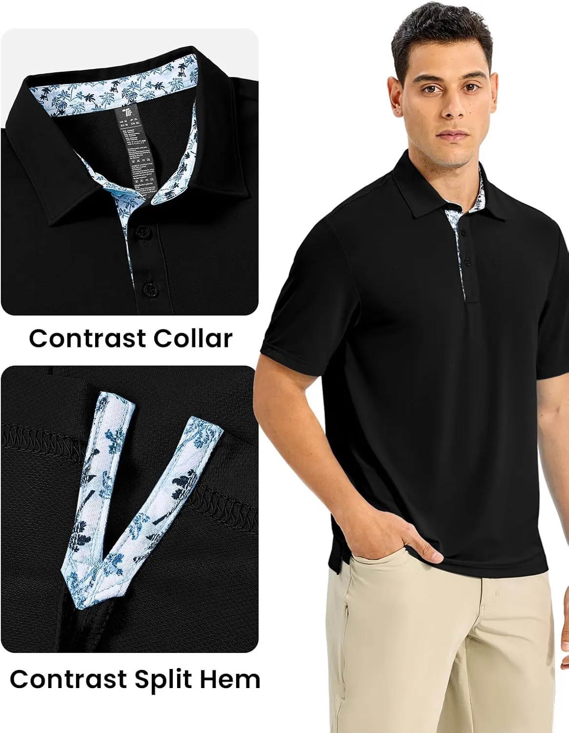 TBMPOY Men's Polo Shirts Short Sleeve 3-Button Golf Moisture Wicking Athletic Tennis T-Shirts Casual Collared Shirt