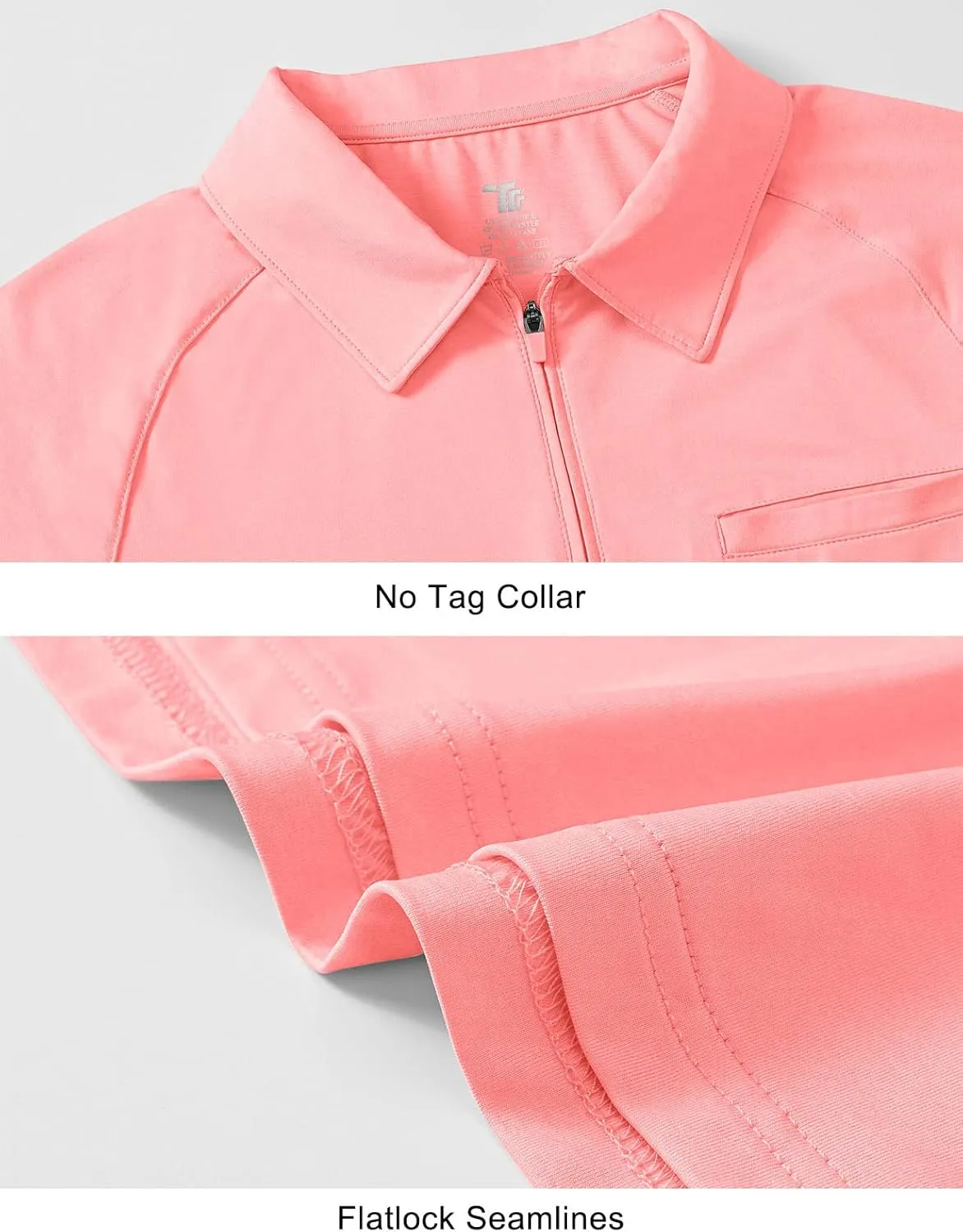 TBMPOY Women's Golf Polo Shirts Short Sleeve UPF 50  Dry Fit Athletic Tennis T-Shirts Zip Up Athletic Sports Shirt