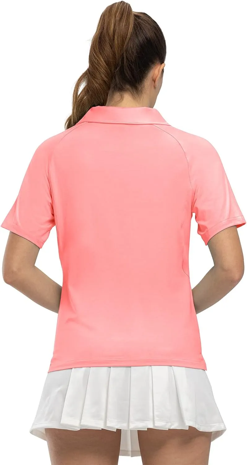 TBMPOY Women's Golf Polo Shirts Short Sleeve UPF 50  Dry Fit Athletic Tennis T-Shirts Zip Up Athletic Sports Shirt