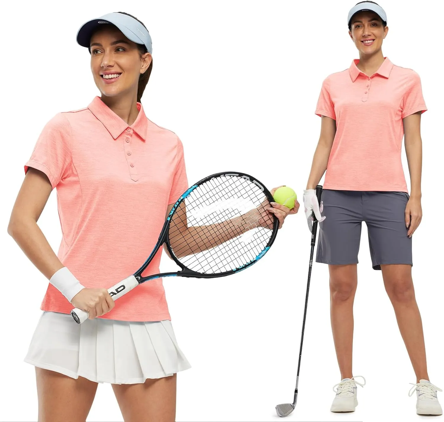 TBMPOY Women's Golf Polo Shirts Short Sleeve UPF 50  Dry Fit Athletic Tennis T-Shirts Zip Up Athletic Sports Shirt