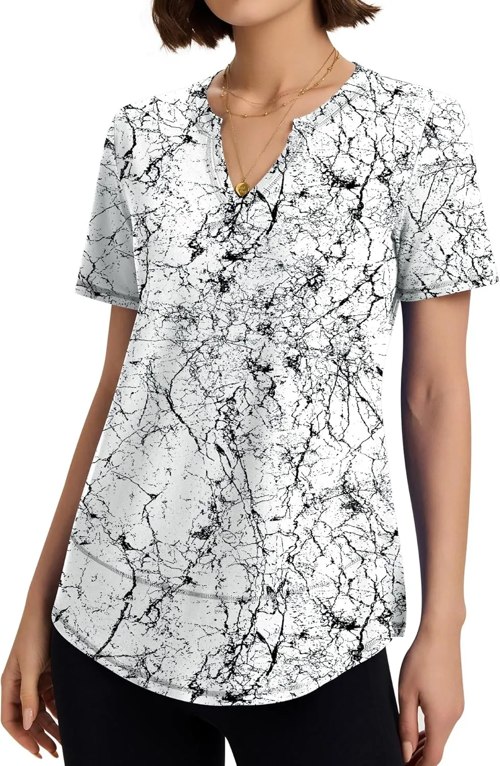 TCOT Women's Short Sleeve Workout Tops Loose Fit Athletic Tees V Neck Running Shirts Yoga Tee Gym Shirts