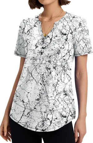 TCOT Women's Short Sleeve Workout Tops Loose Fit Athletic Tees V Neck Running Shirts Yoga Tee Gym Shirts